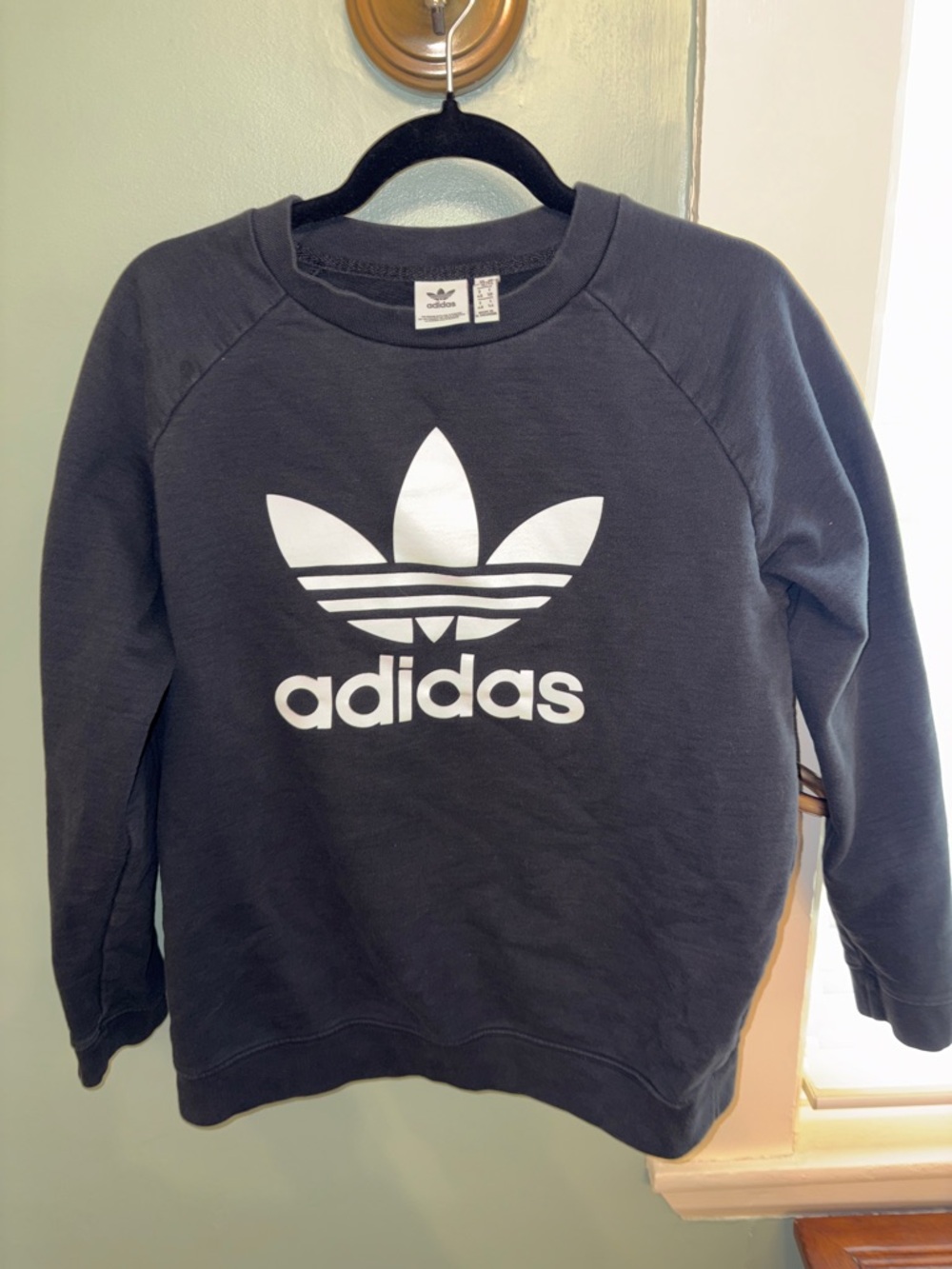 Adidas Trefoil Sweatshirt Mens XL Black Logo Crewneck Pullover